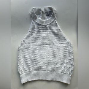 DH New York White Chunky Knit Halter Crop Top